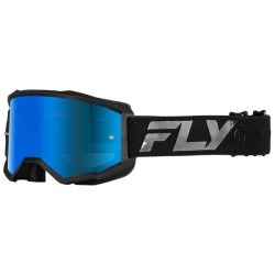 Fly Racing Zone Goggles noir/noir Frame Sky Blue Miroir/fumée