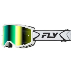 Fly Racing Zone Goggles blanc/noir Frame Iridescent vert Miroir
